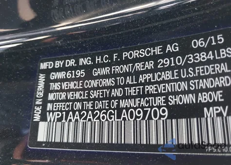 2016 Porsche Cayenne из США, поврежденный, VIN WP1AA2A26GLA09709